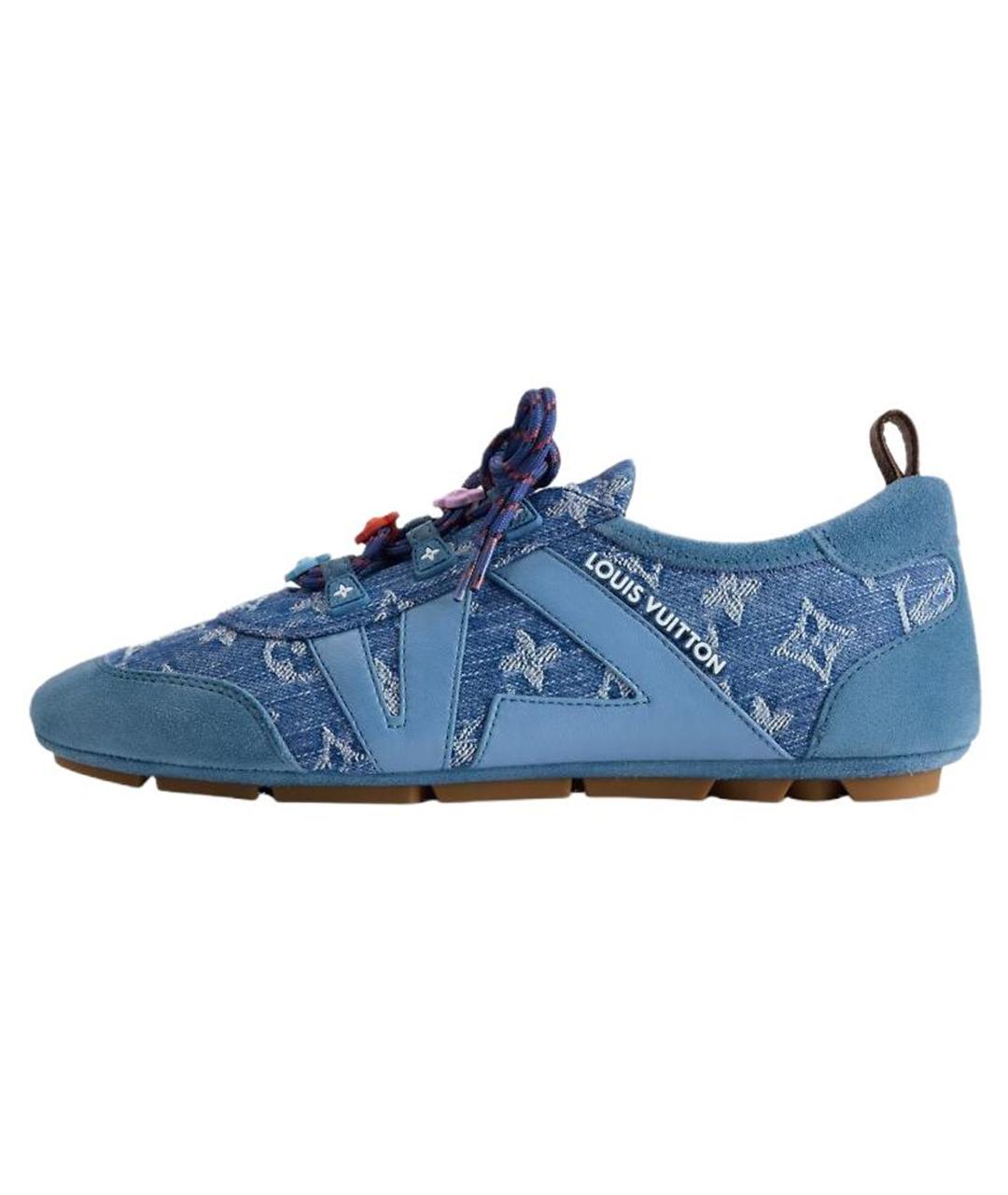 LOUIS VUITTON Синие кожаные кроссовки, фото 2