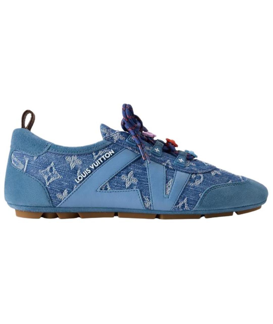 LOUIS VUITTON Синие кожаные кроссовки, фото 1