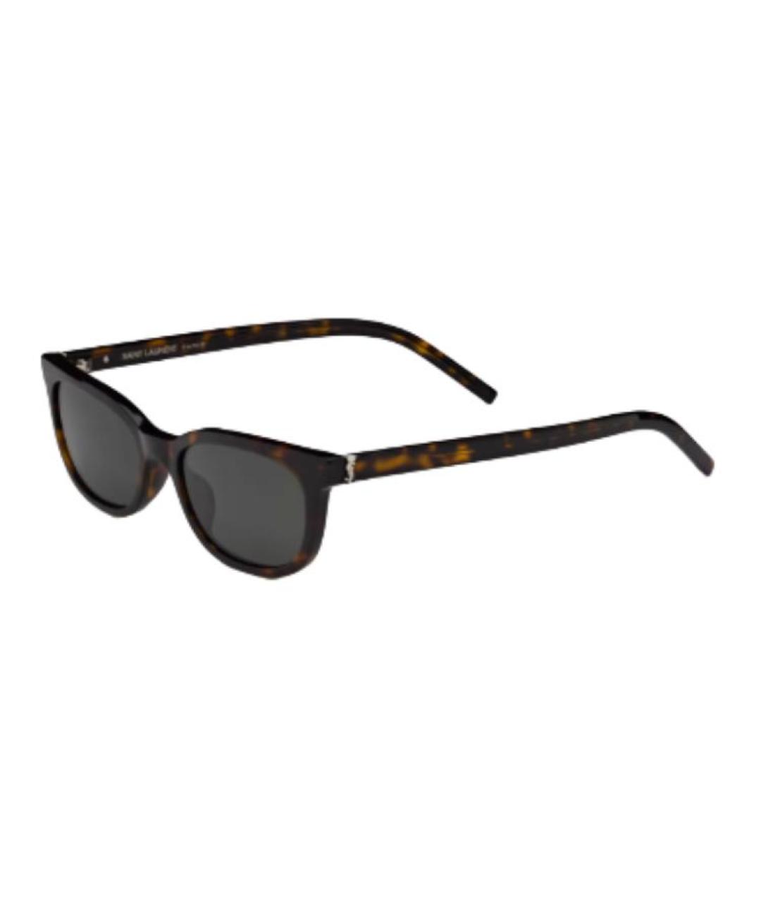SAINT LAURENT Коричневые пластиковые солнцезащитные очки, фото 1