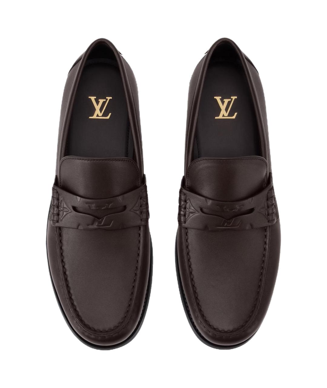 LOUIS VUITTON Коричневые кожаные лоферы, фото 4