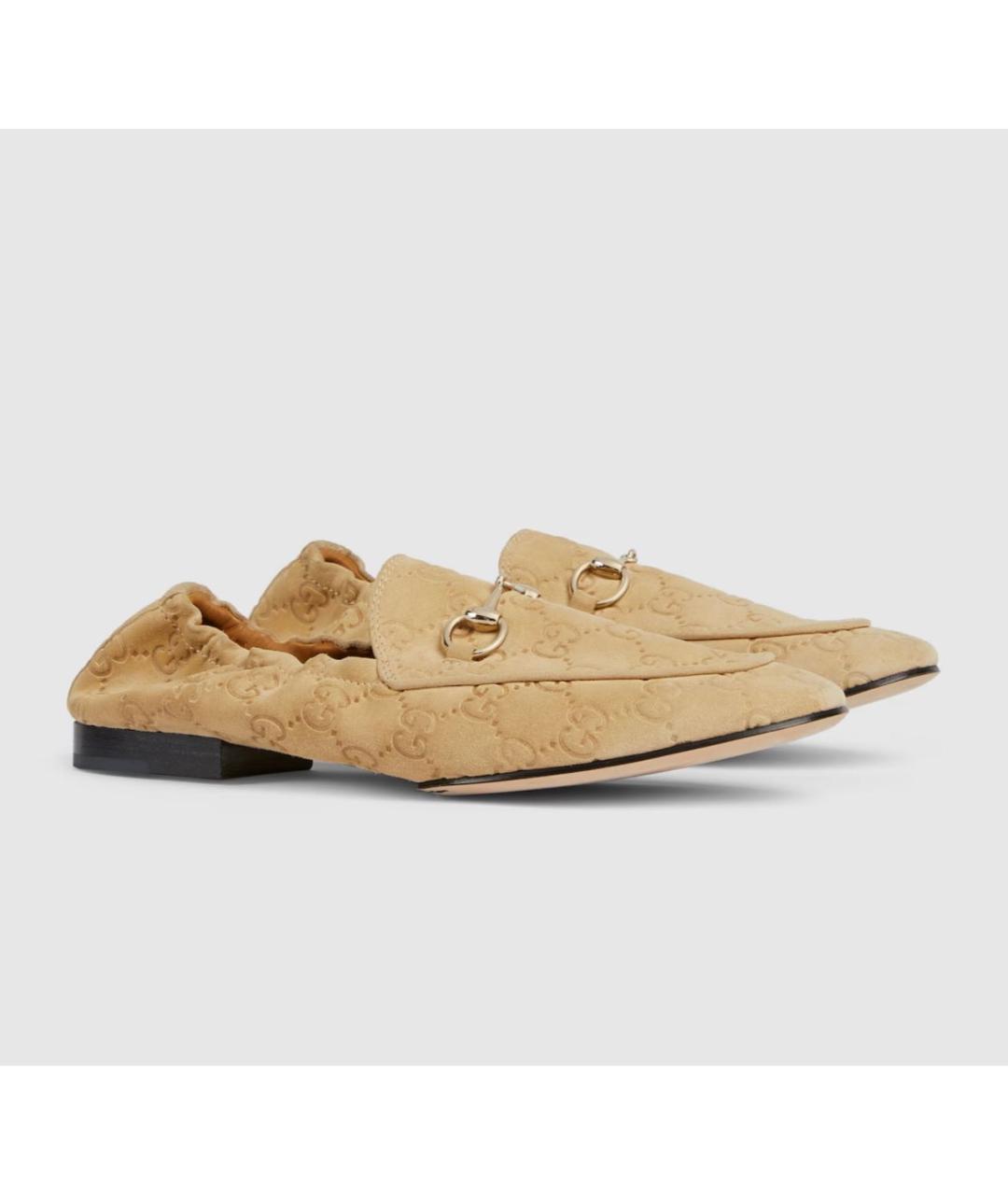 GUCCI Бежевые замшевые мокасины, фото 2