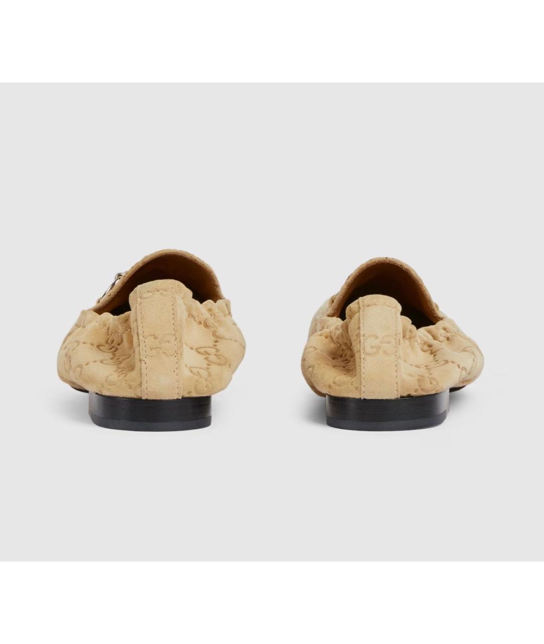 GUCCI Бежевые замшевые мокасины, фото 4