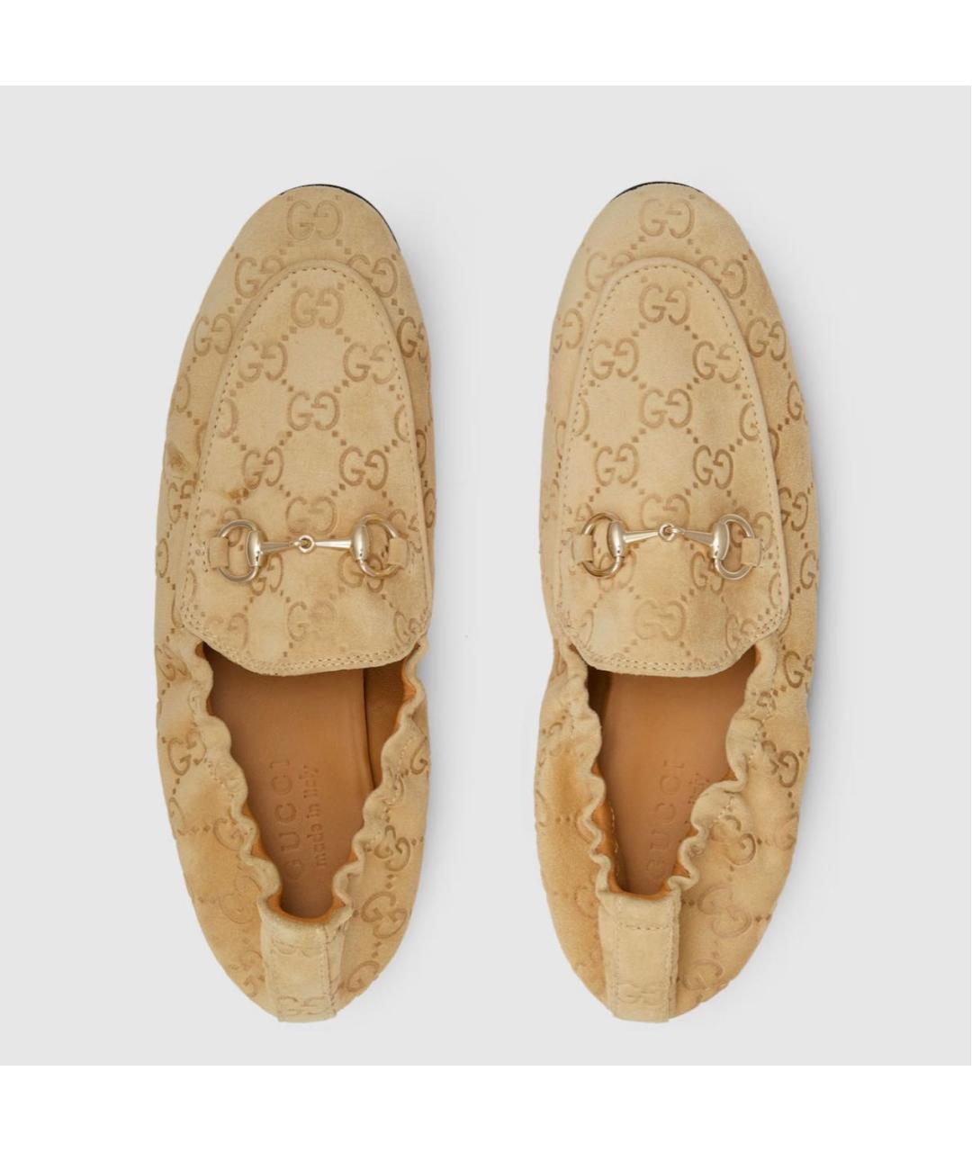 GUCCI Бежевые замшевые мокасины, фото 5