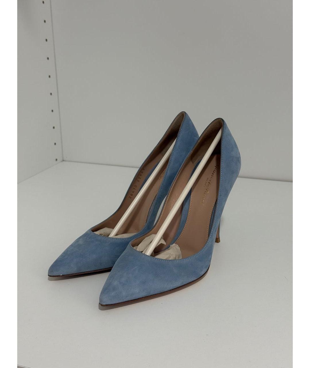 GIANVITO ROSSI Голубые замшевые туфли, фото 3