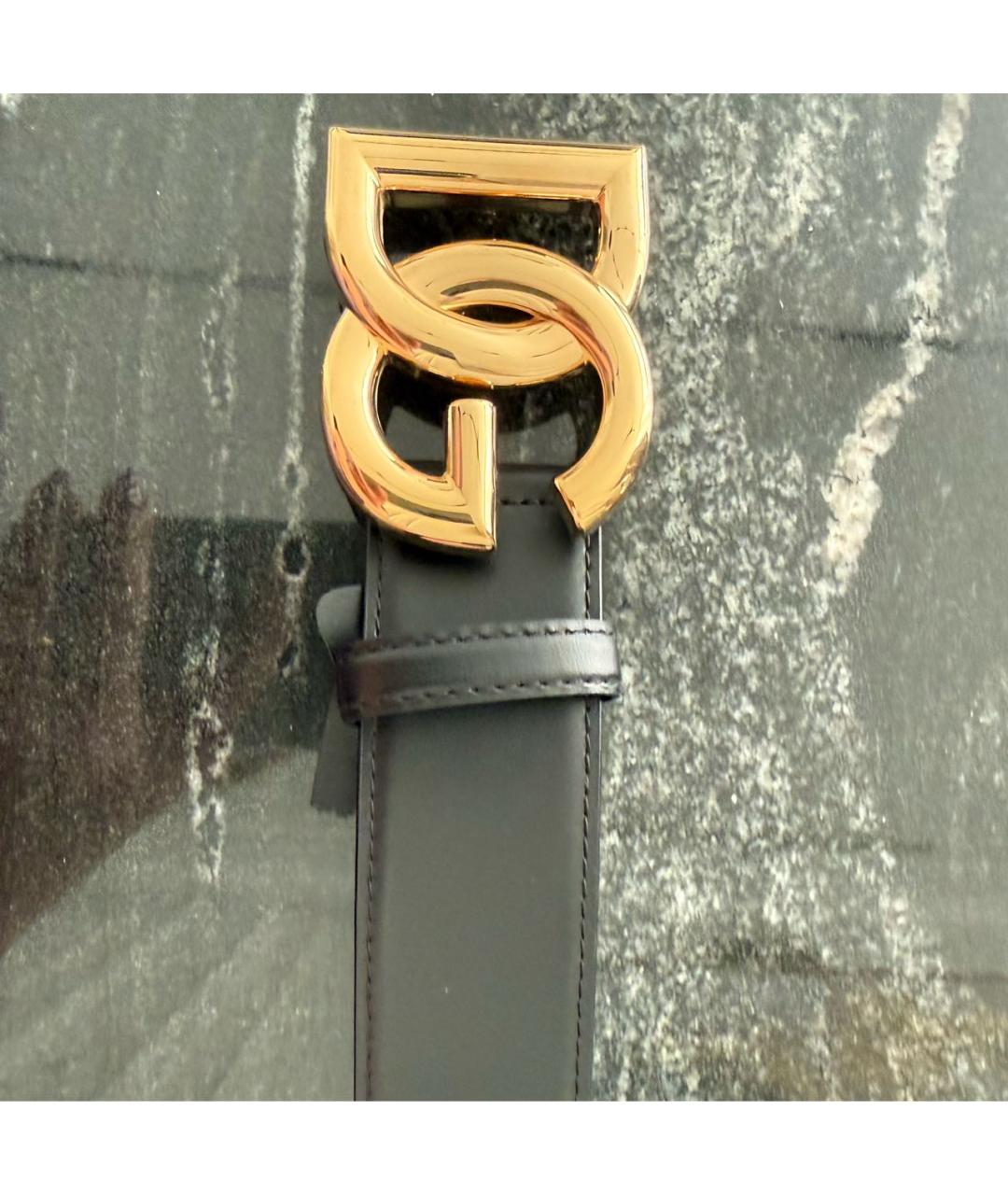 DOLCE&GABBANA Черный кожаный ремень, фото 2