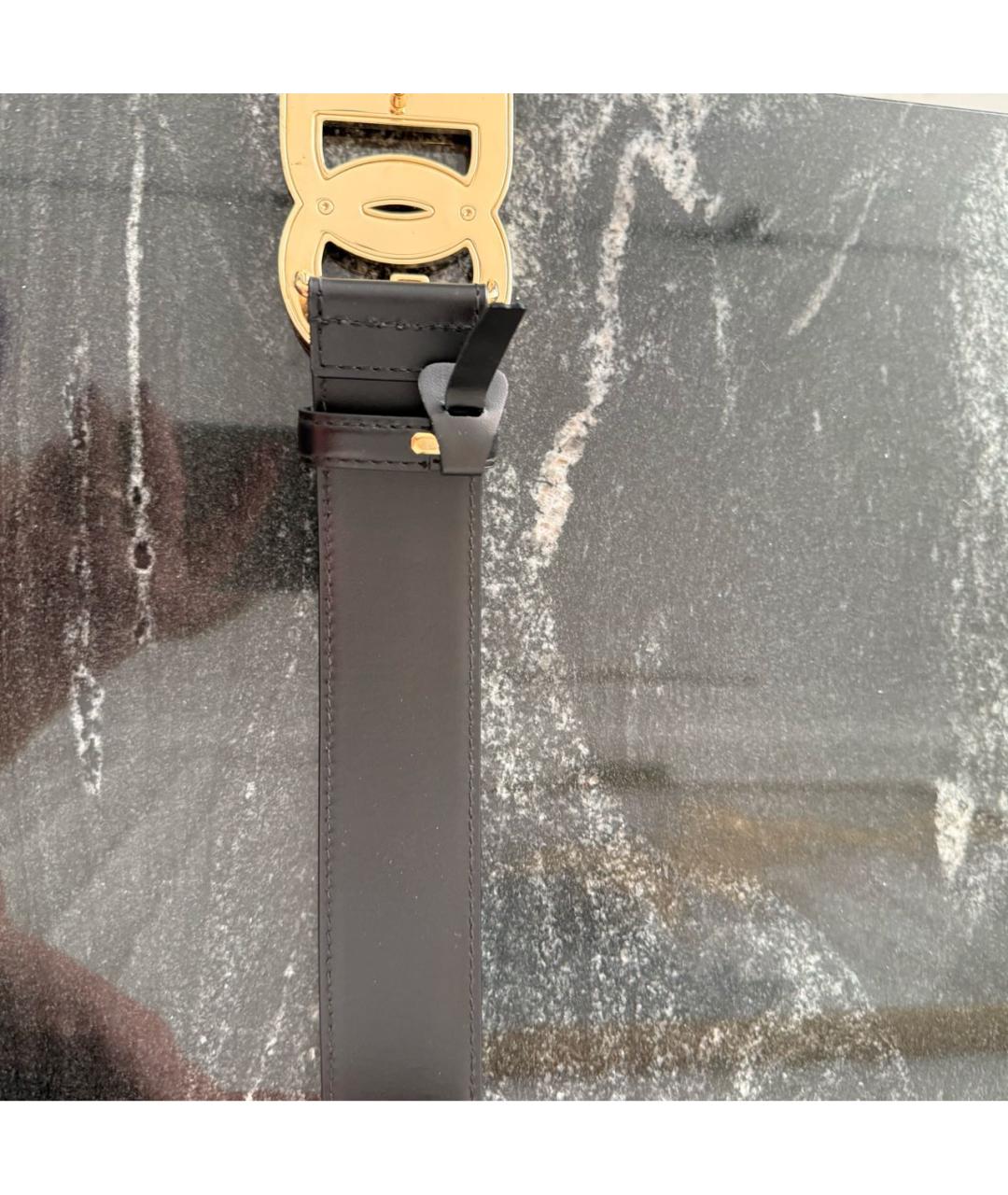 DOLCE&GABBANA Черный кожаный ремень, фото 3