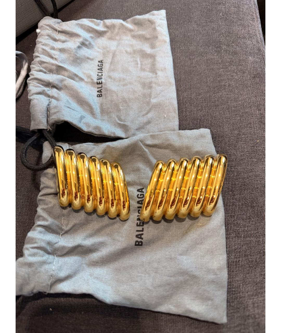 BALENCIAGA Золотые металлические серьги, фото 5