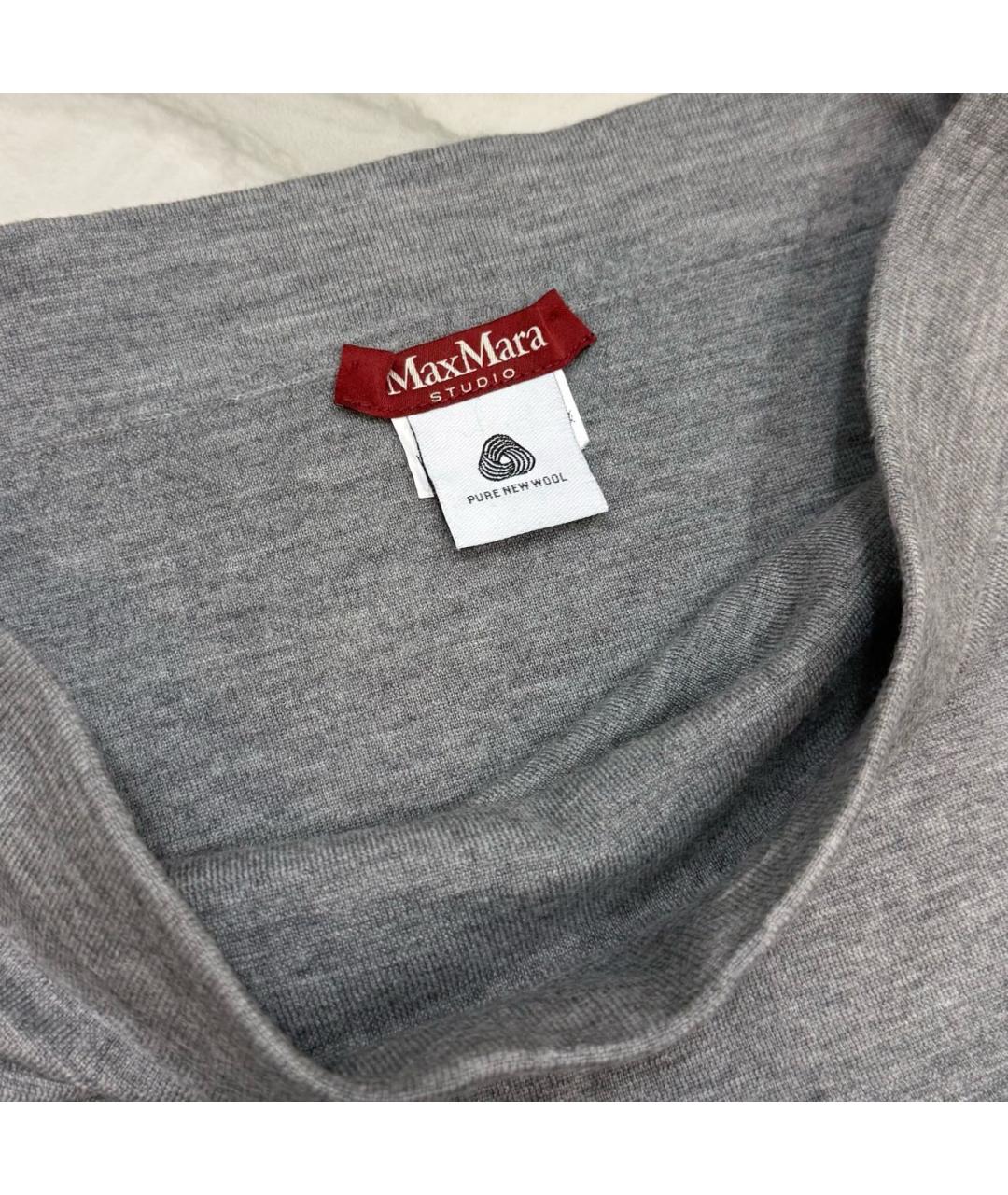 MAX MARA Серая шерстяная юбка миди, фото 3