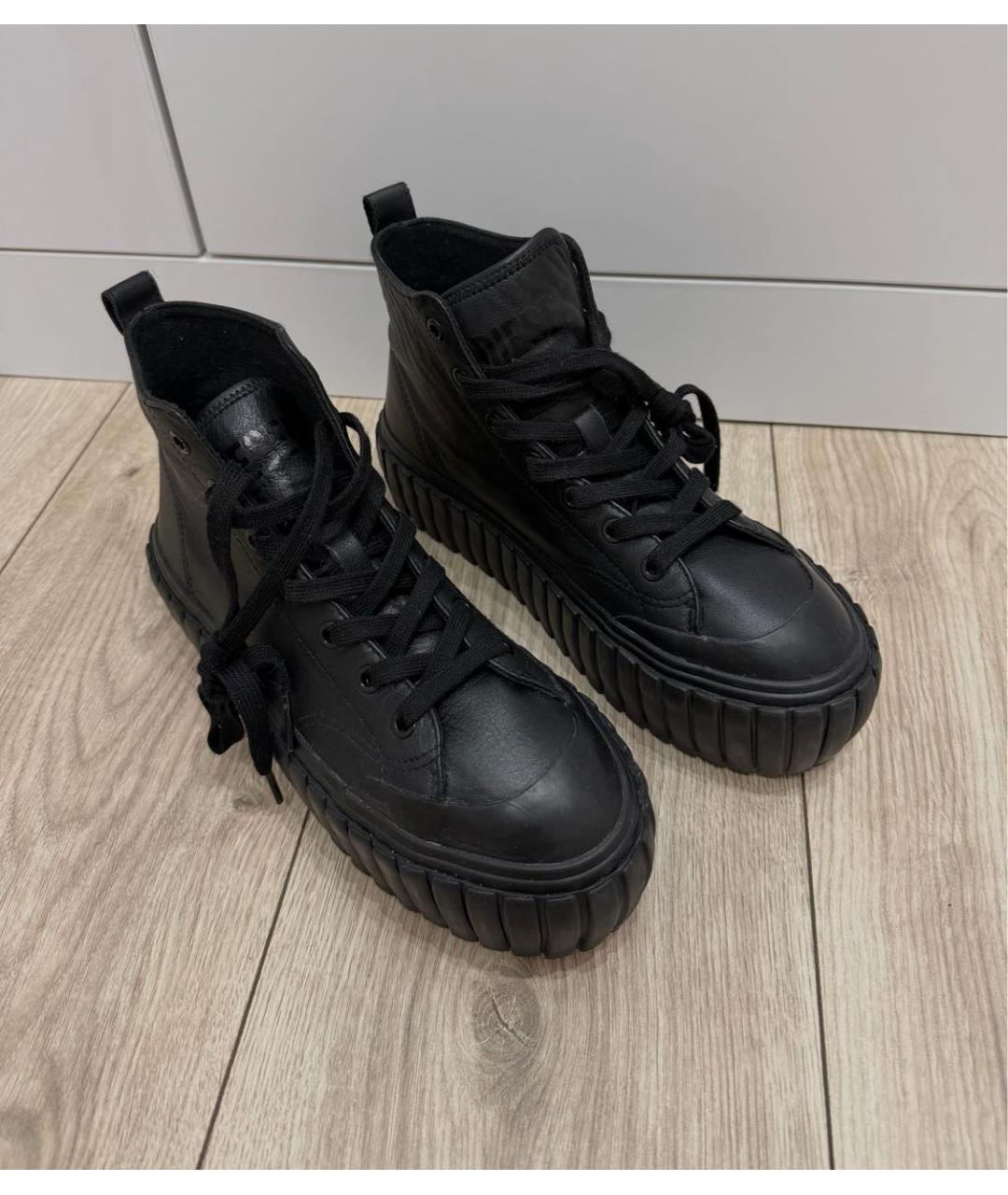 DIESEL Черные кожаные кеды, фото 3