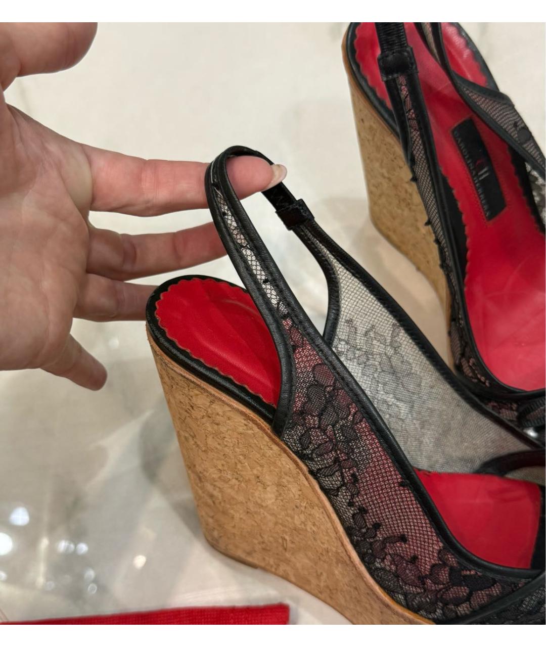 CAROLINA HERRERA Черные текстильные босоножки, фото 5