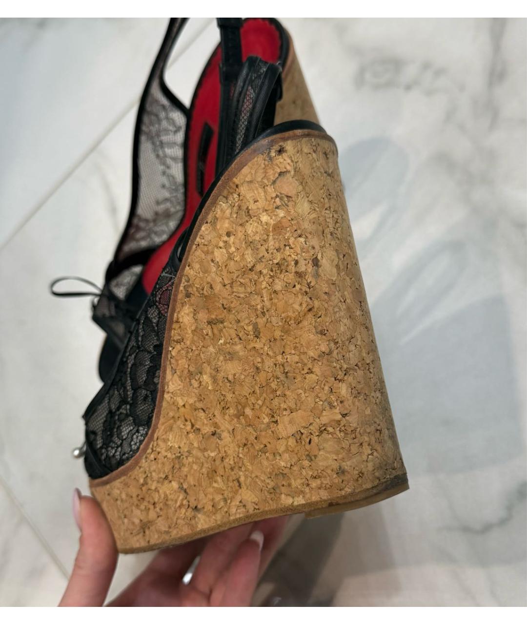 CAROLINA HERRERA Черные текстильные босоножки, фото 3