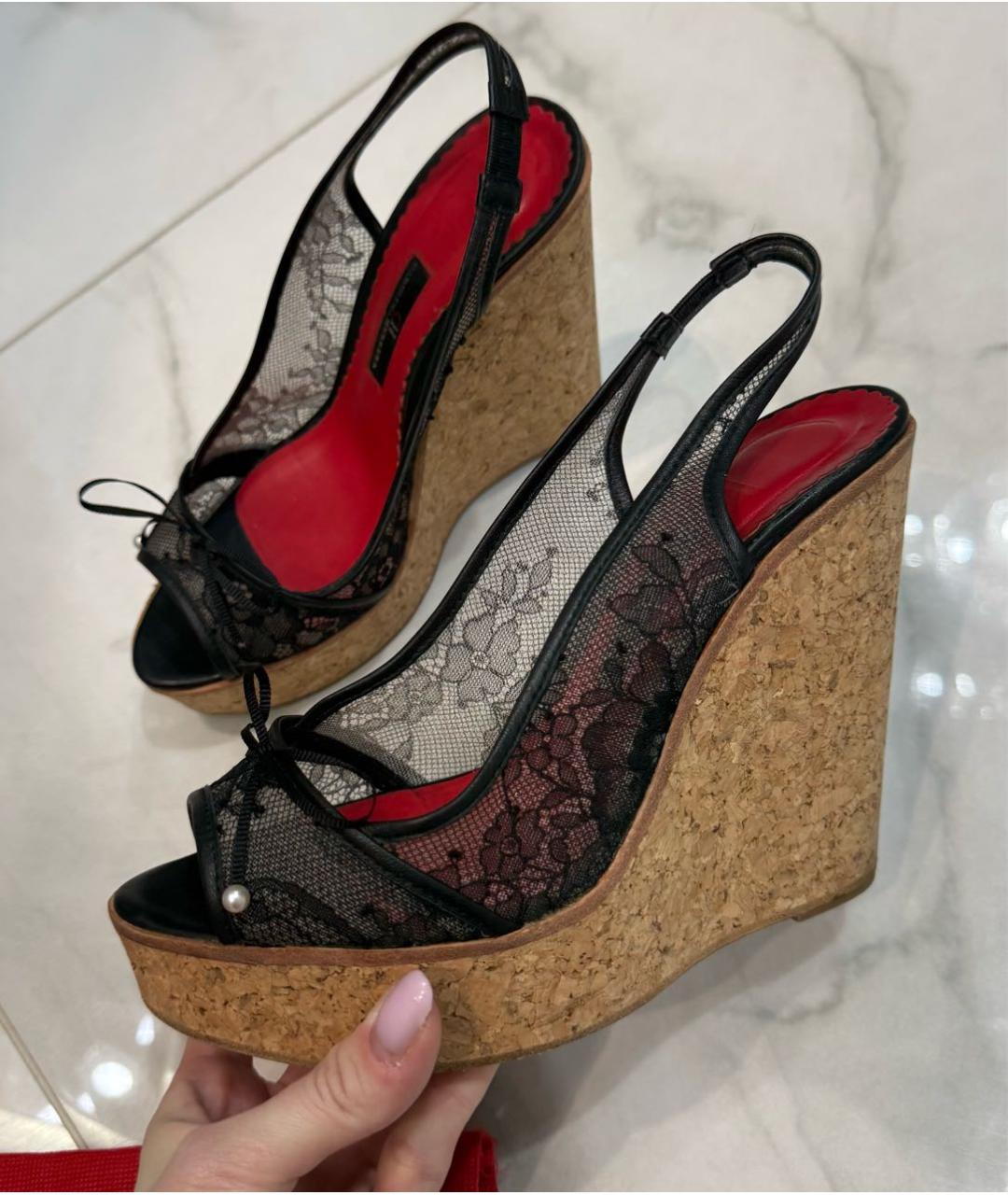 CAROLINA HERRERA Черные текстильные босоножки, фото 2