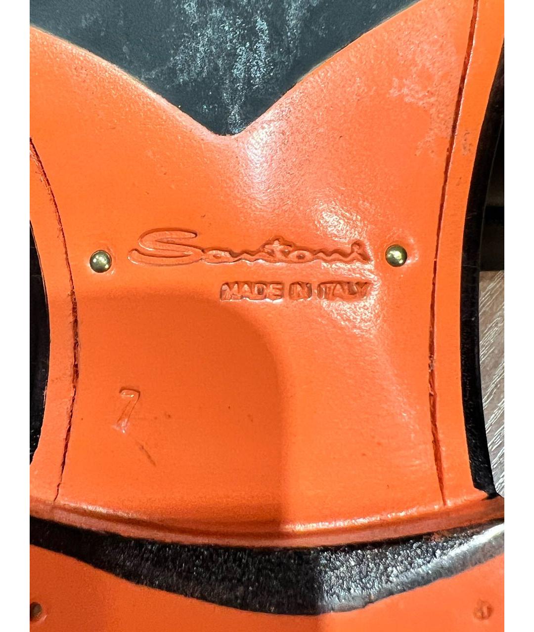 SANTONI Черные кожаные туфли, фото 5