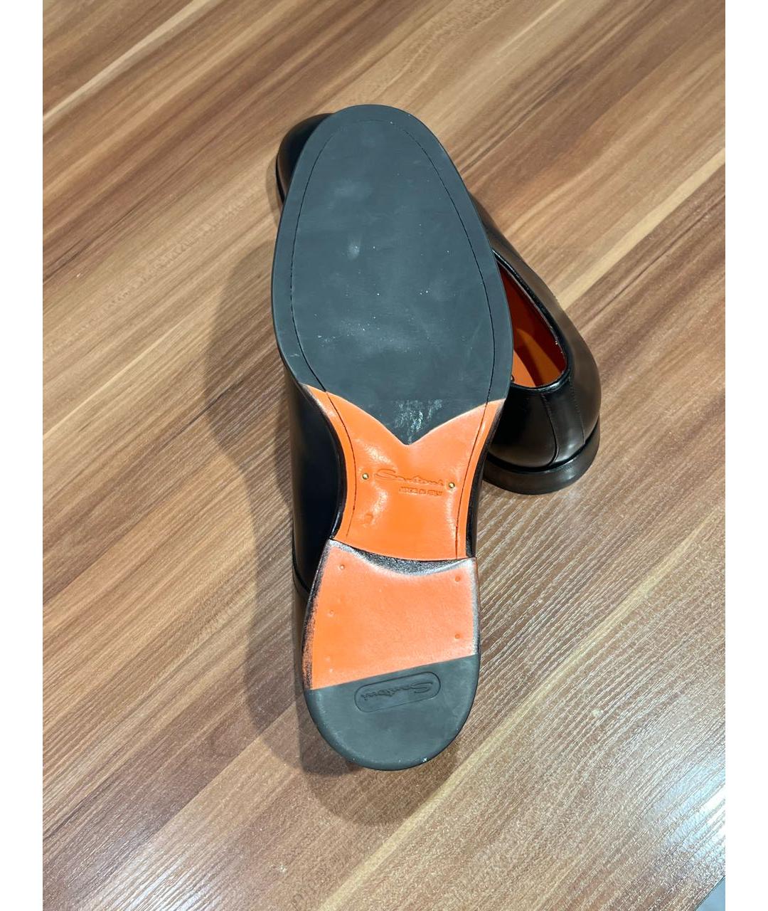 SANTONI Черные кожаные туфли, фото 6