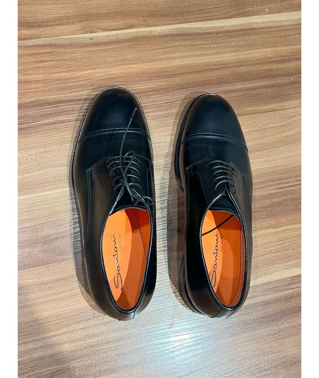 SANTONI Черные кожаные туфли, фото 8
