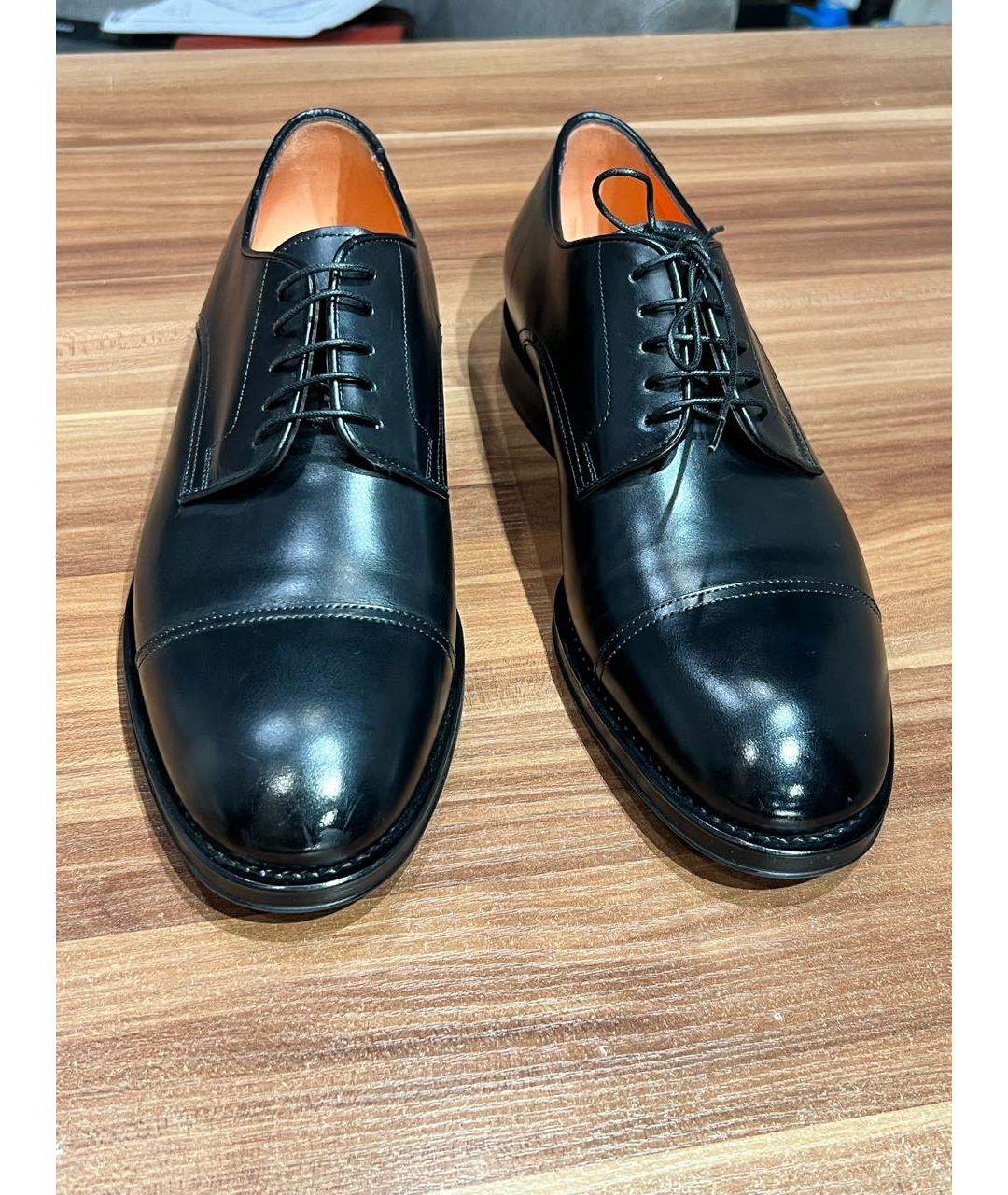 SANTONI Черные кожаные туфли, фото 4