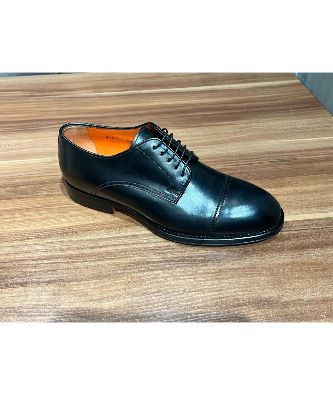 SANTONI Черные кожаные туфли, фото 9