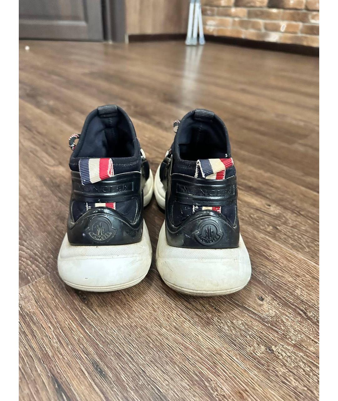 MONCLER Темно-синие текстильные кроссовки, фото 4