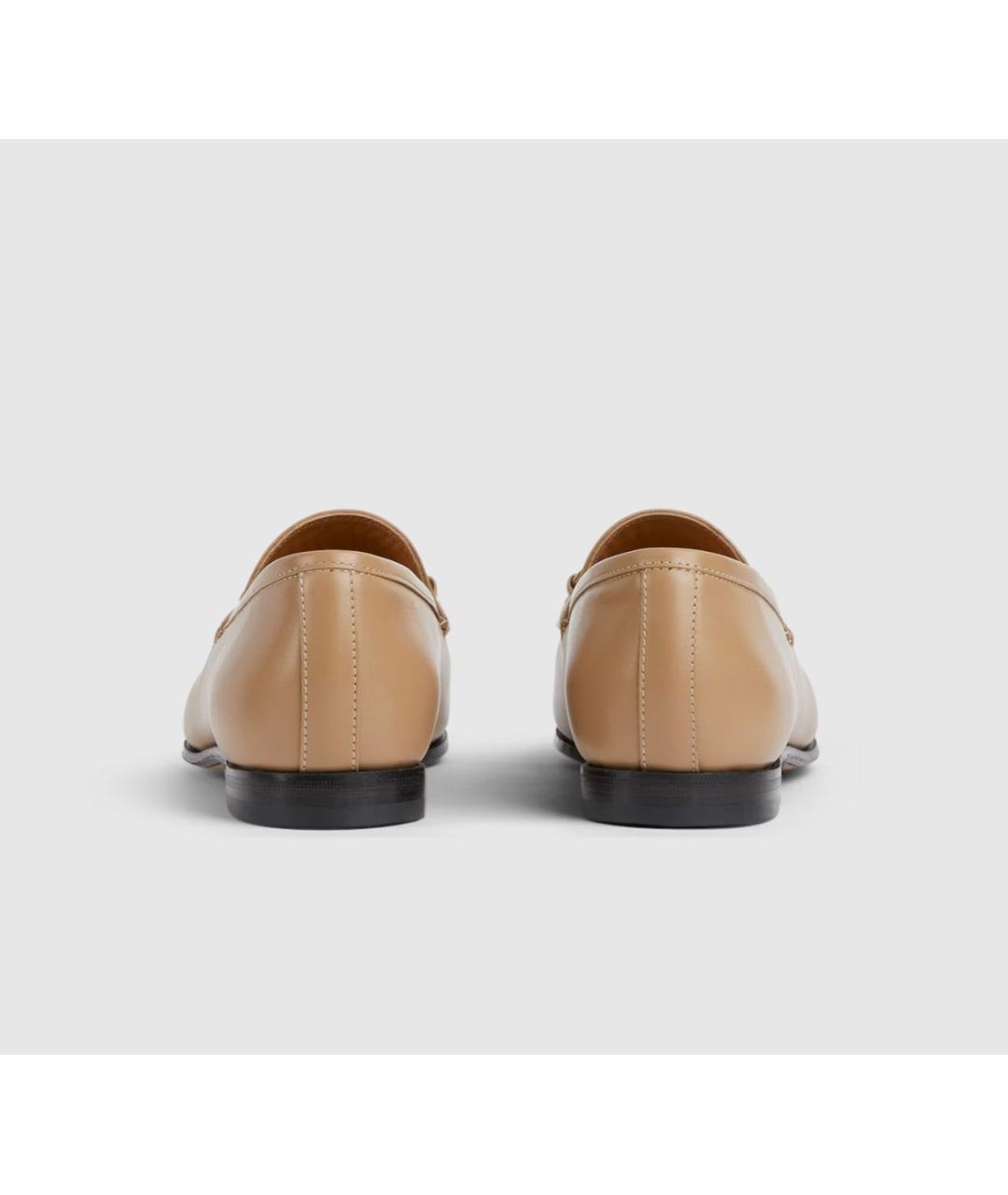 GUCCI Бежевые кожаные лоферы, фото 4