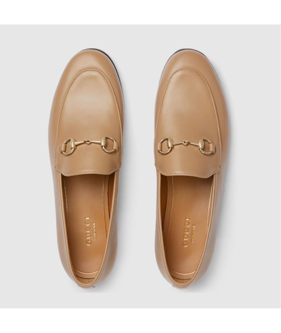 GUCCI Бежевые кожаные лоферы, фото 5