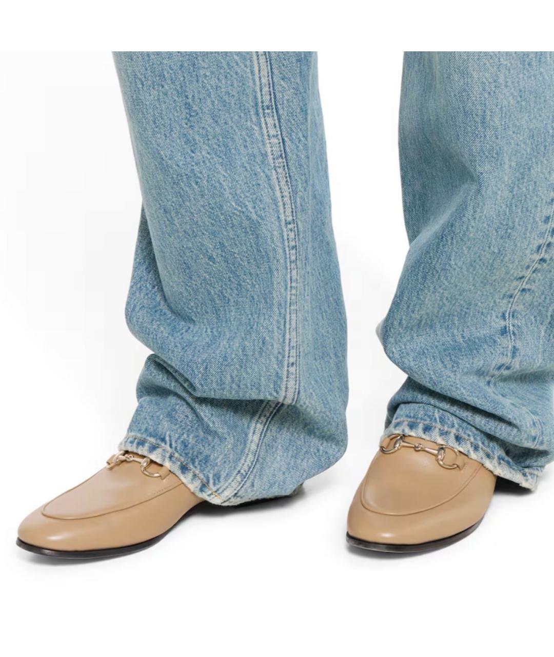 GUCCI Бежевые кожаные лоферы, фото 3