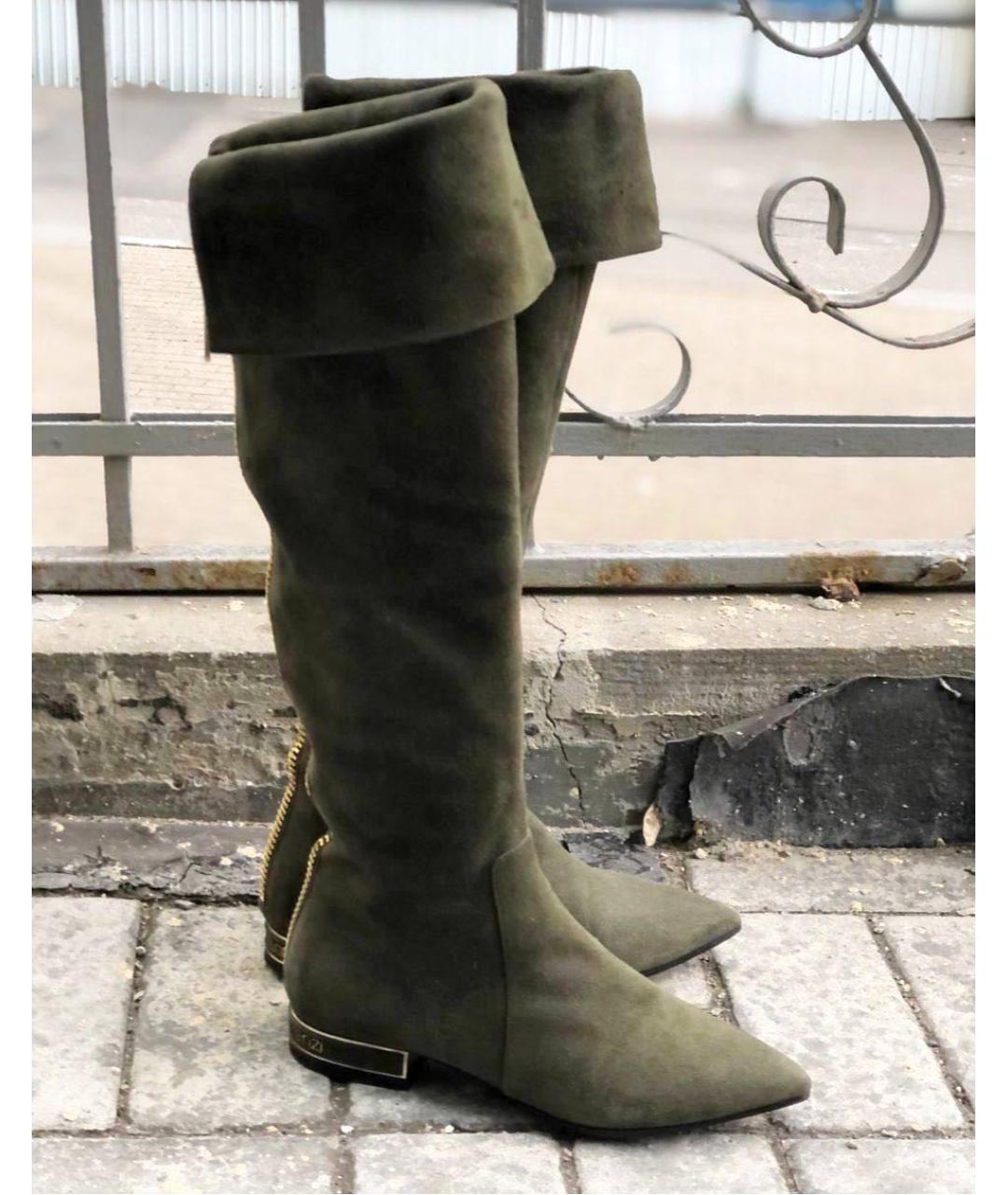 GIAN MARCO LORENZI Хаки замшевые ботфорты, фото 8