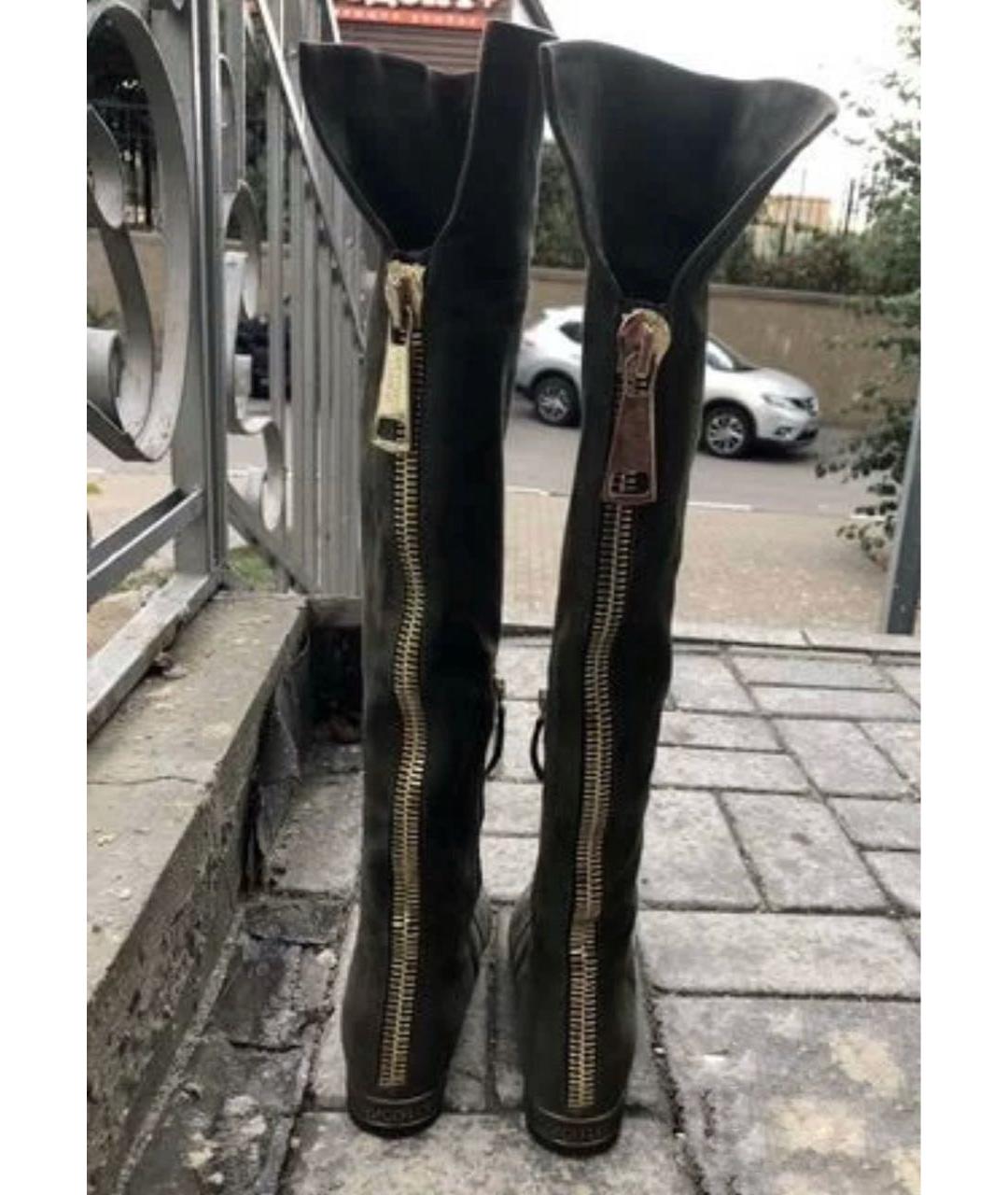 GIAN MARCO LORENZI Хаки замшевые ботфорты, фото 3