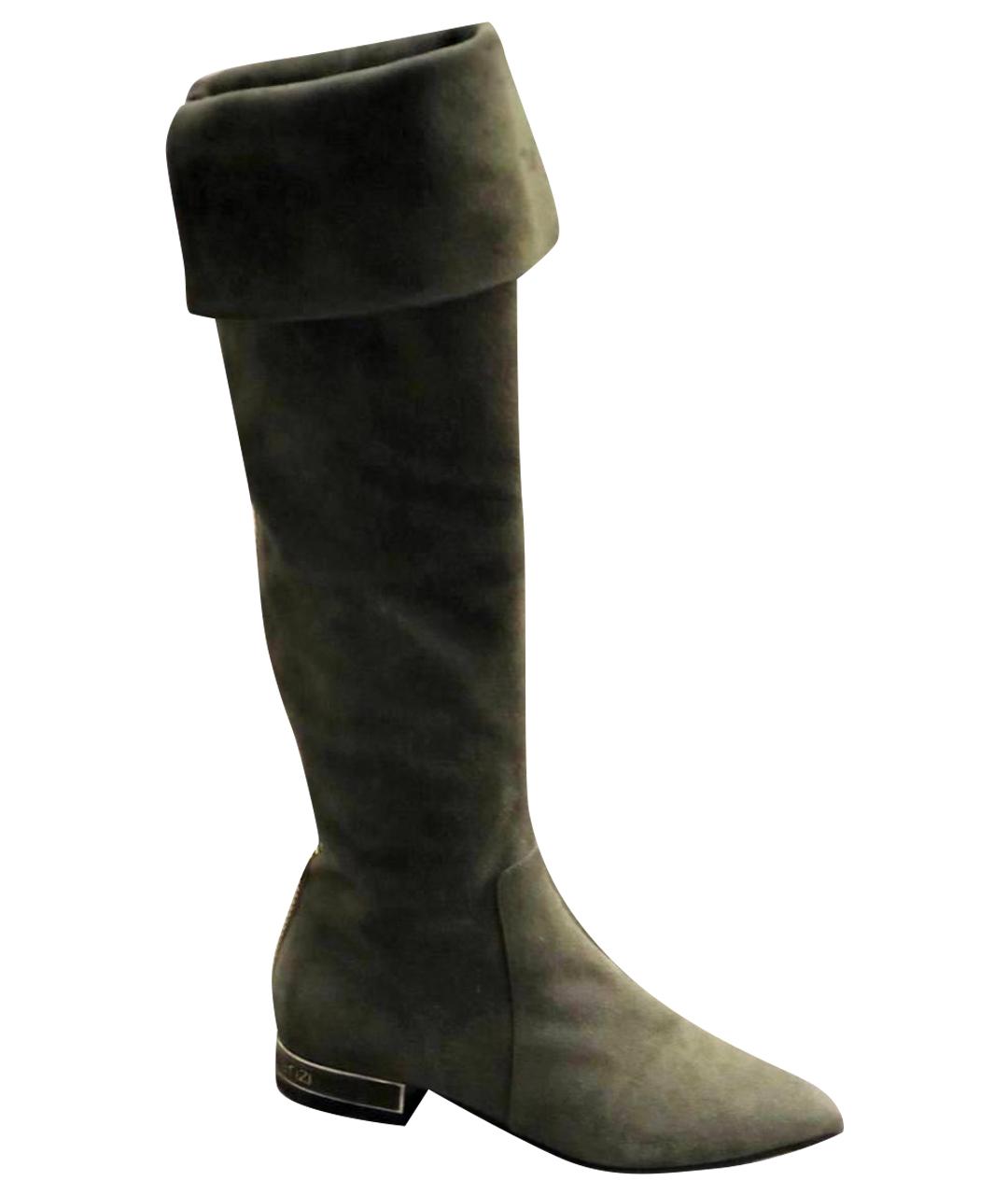 GIAN MARCO LORENZI Хаки замшевые ботфорты, фото 1