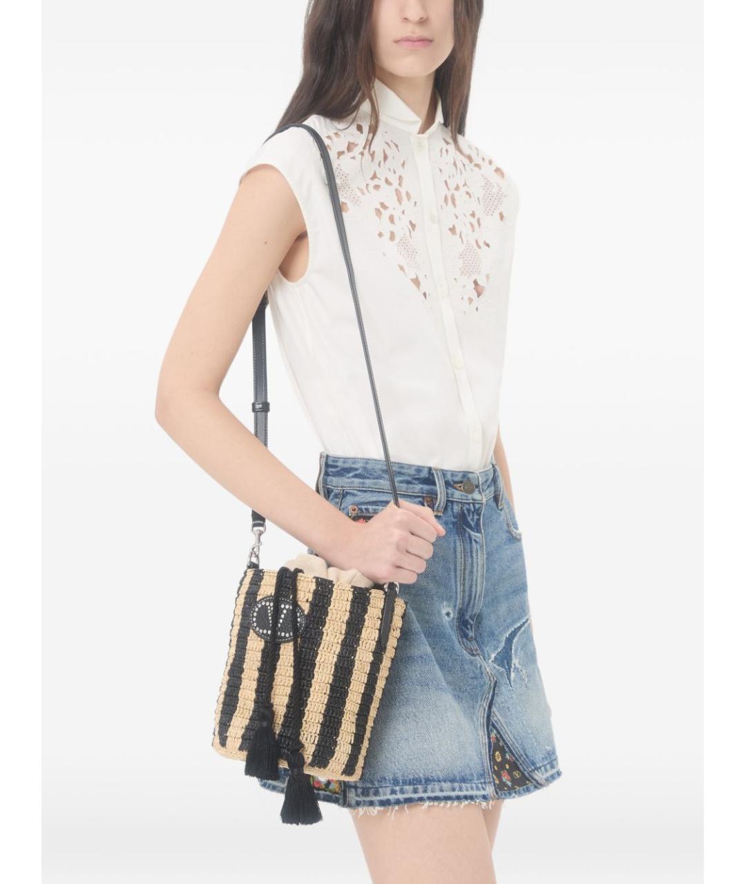 VALENTINO Бежевая пелетеная сумка тоут, фото 5