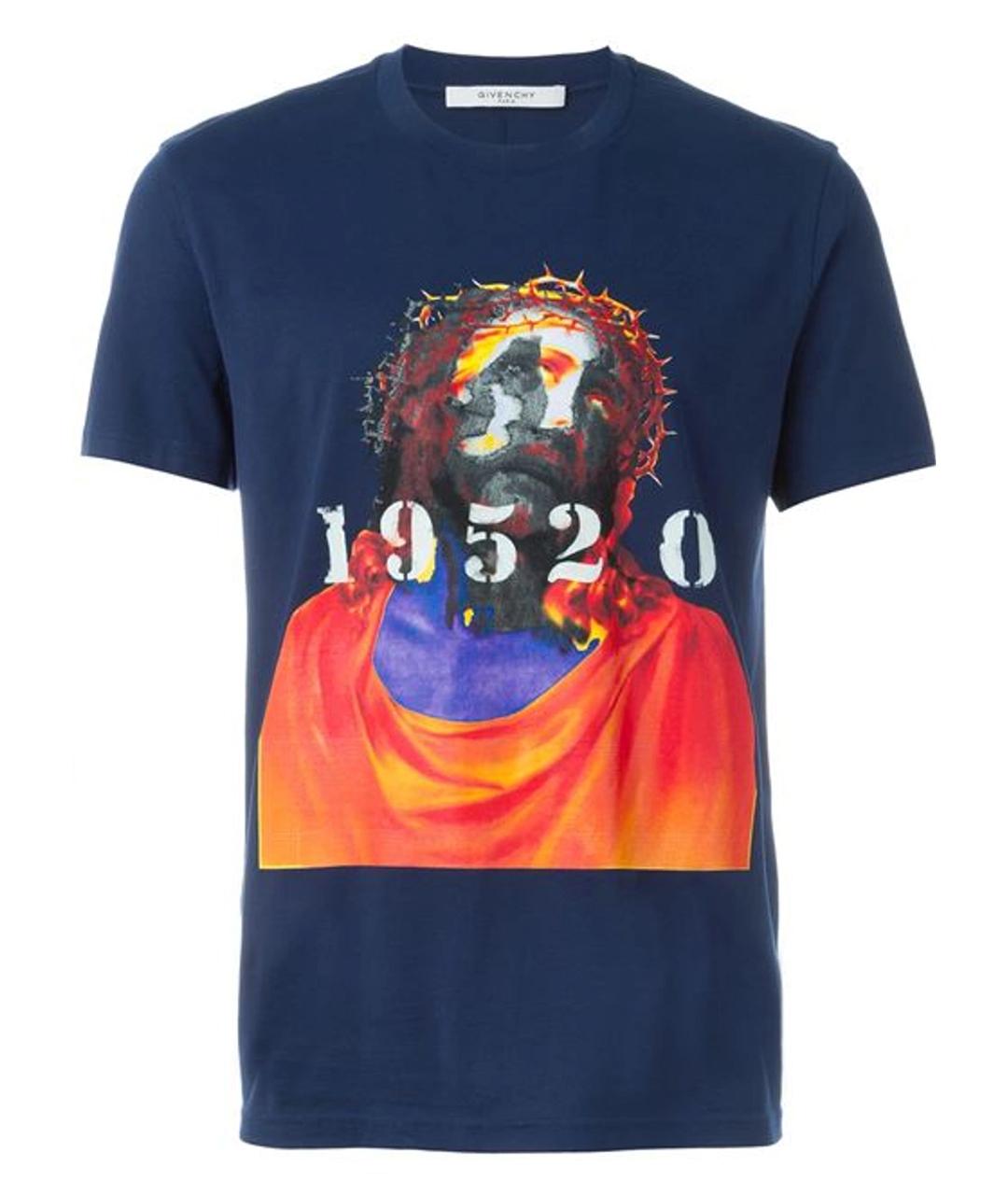 GIVENCHY Темно-синяя хлопковая футболка, фото 1