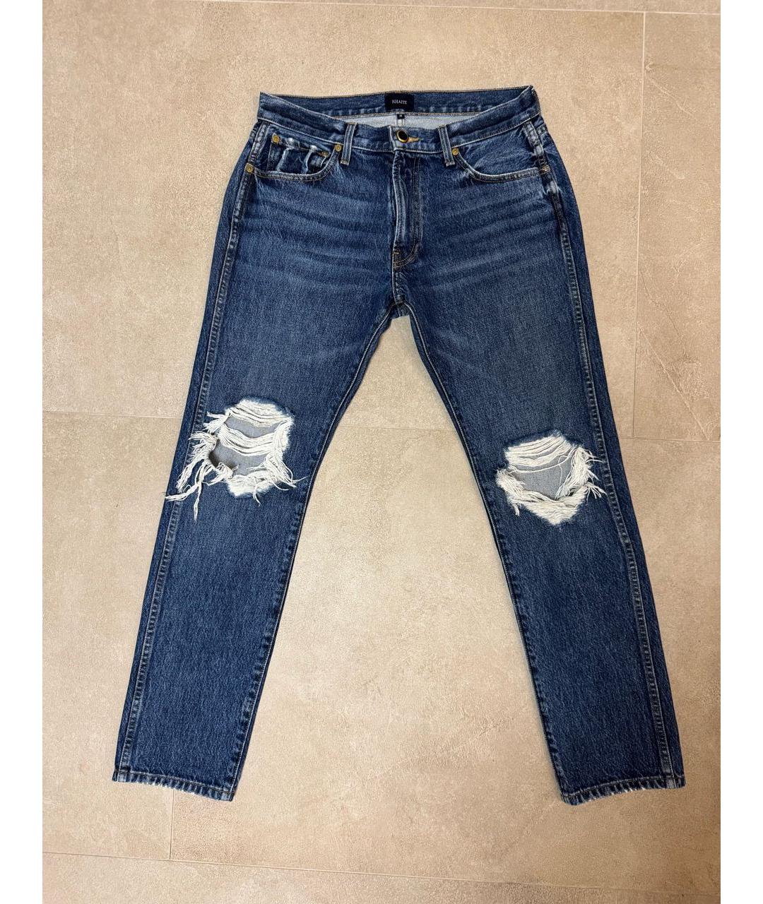 KHAITE Темно-синие хлопковые прямые джинсы, фото 6