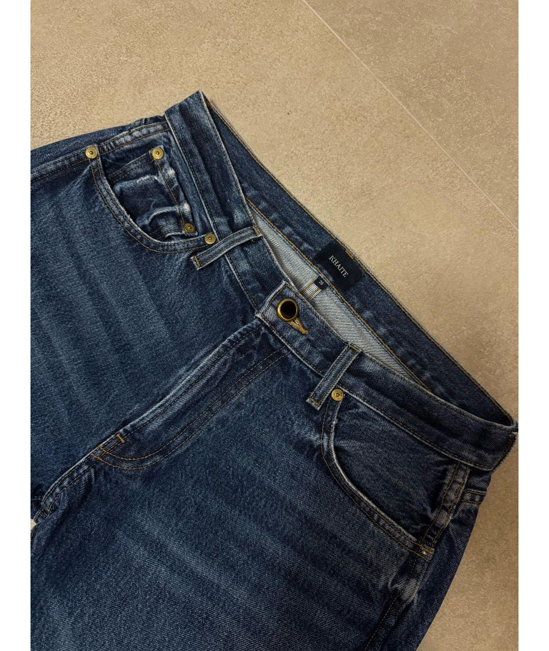KHAITE Темно-синие хлопковые прямые джинсы, фото 4
