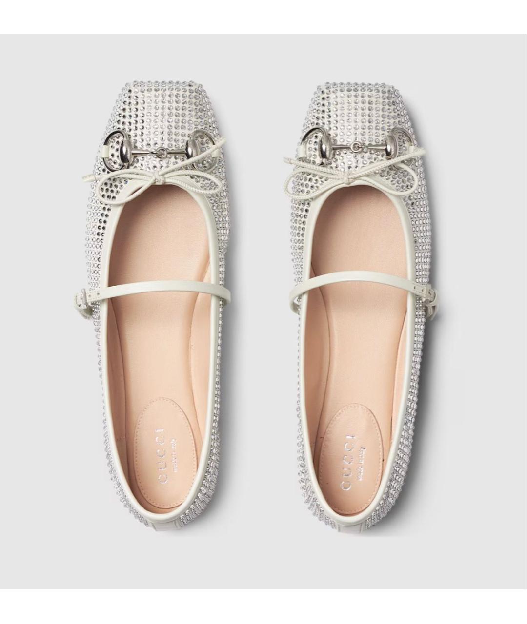 GUCCI Белые кожаные балетки, фото 5