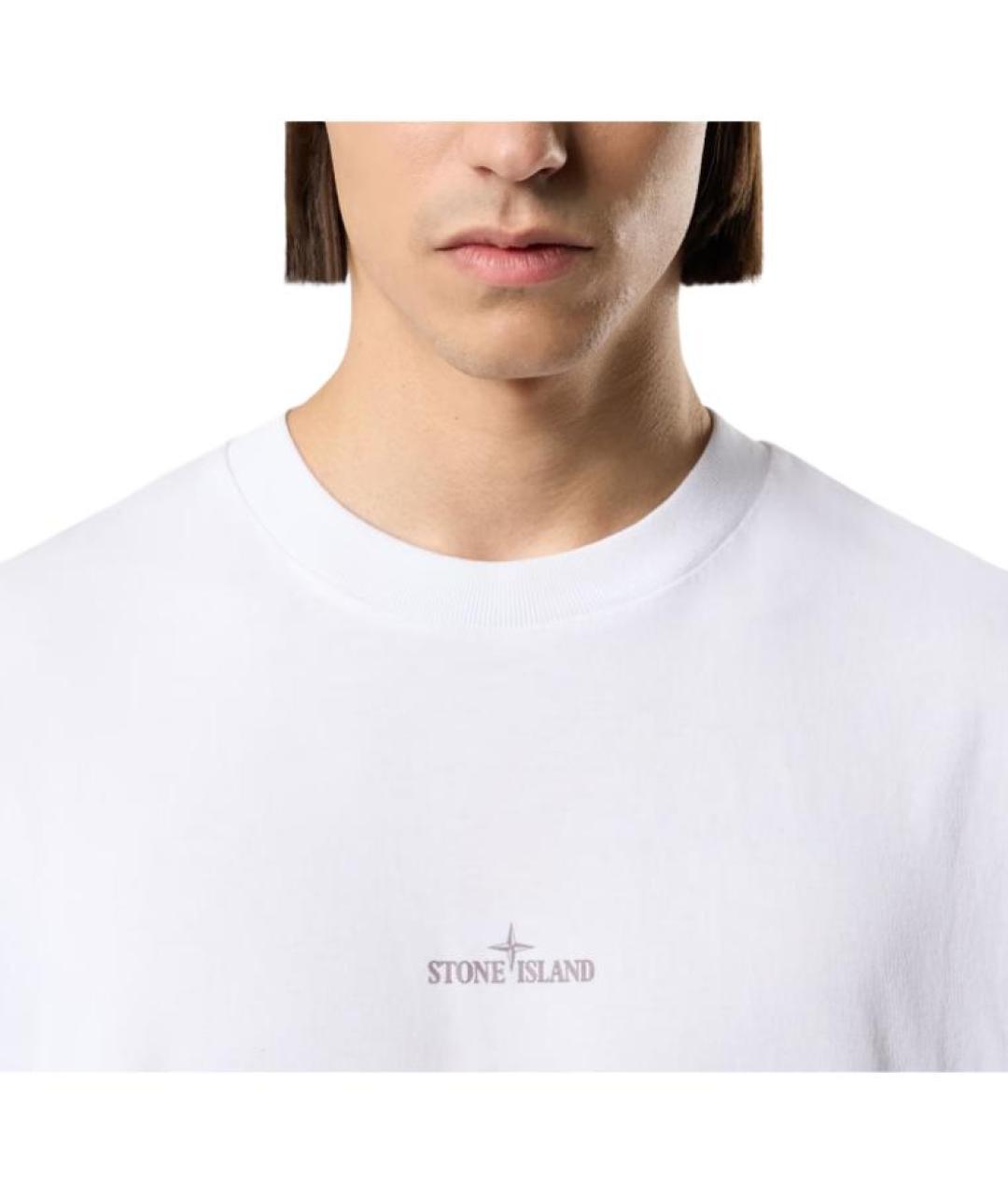STONE ISLAND Белая футболка, фото 3