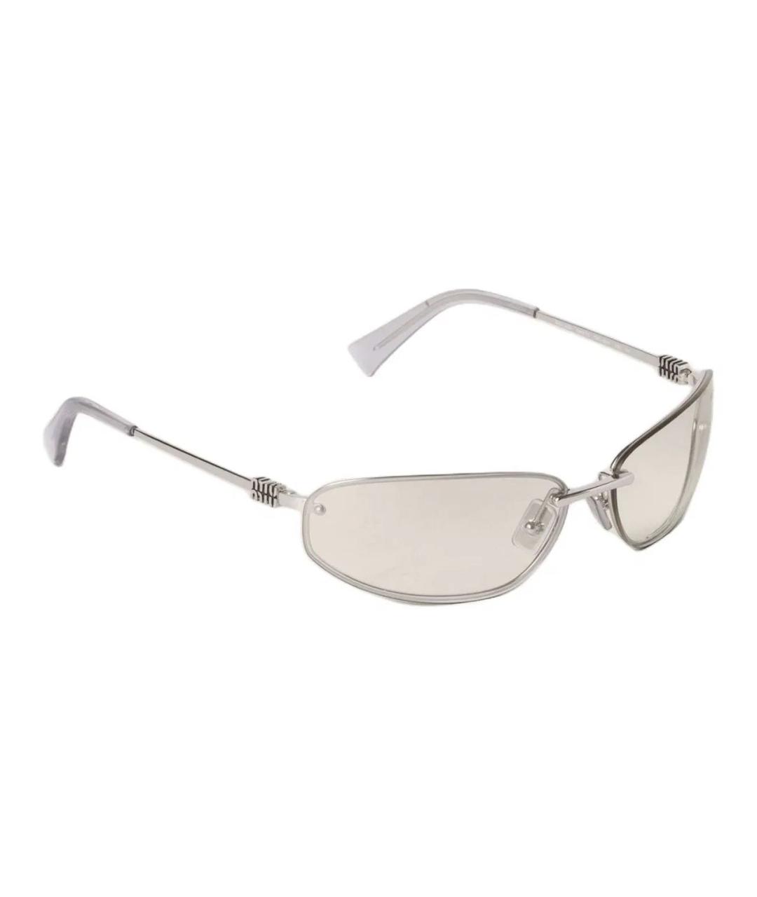 MIU MIU Серебряные металлические солнцезащитные очки, фото 2