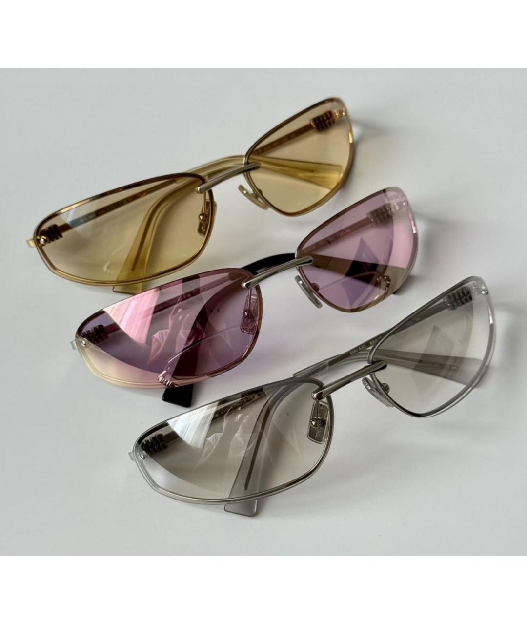 MIU MIU Серебряные металлические солнцезащитные очки, фото 3