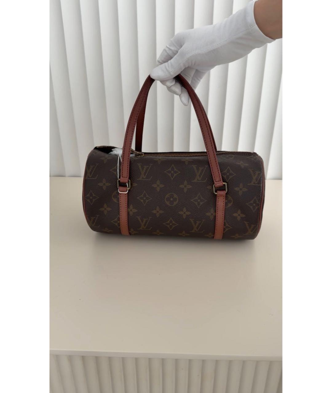 LOUIS VUITTON Коричневая кожаная сумка с короткими ручками, фото 9