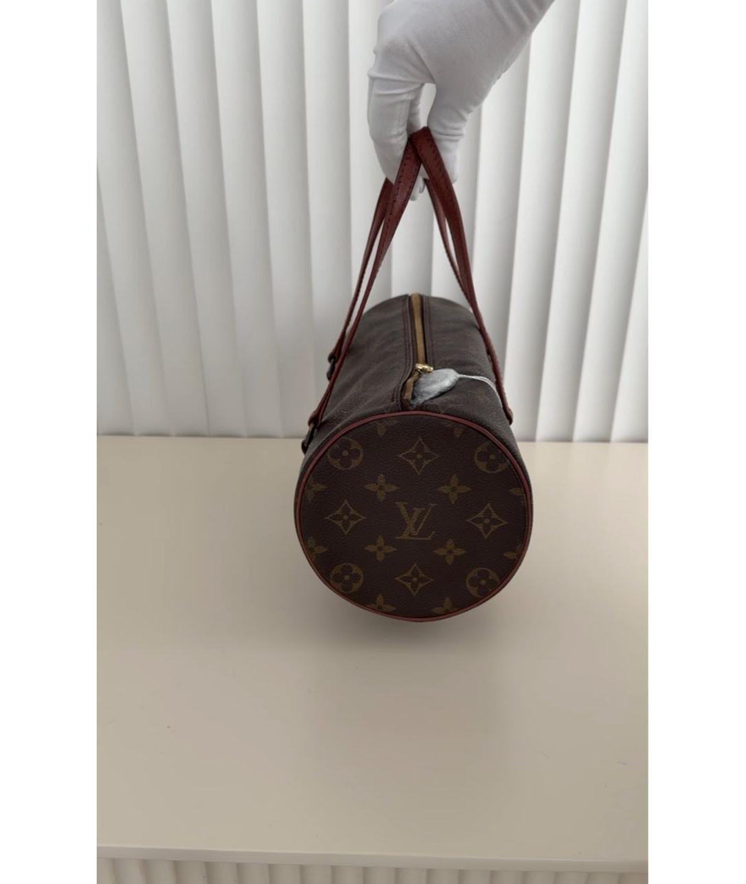 LOUIS VUITTON Коричневая кожаная сумка с короткими ручками, фото 7