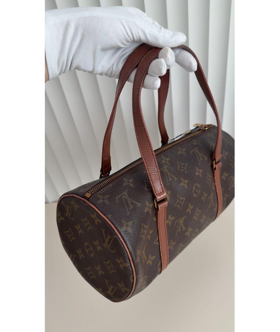 LOUIS VUITTON Коричневая кожаная сумка с короткими ручками, фото 3