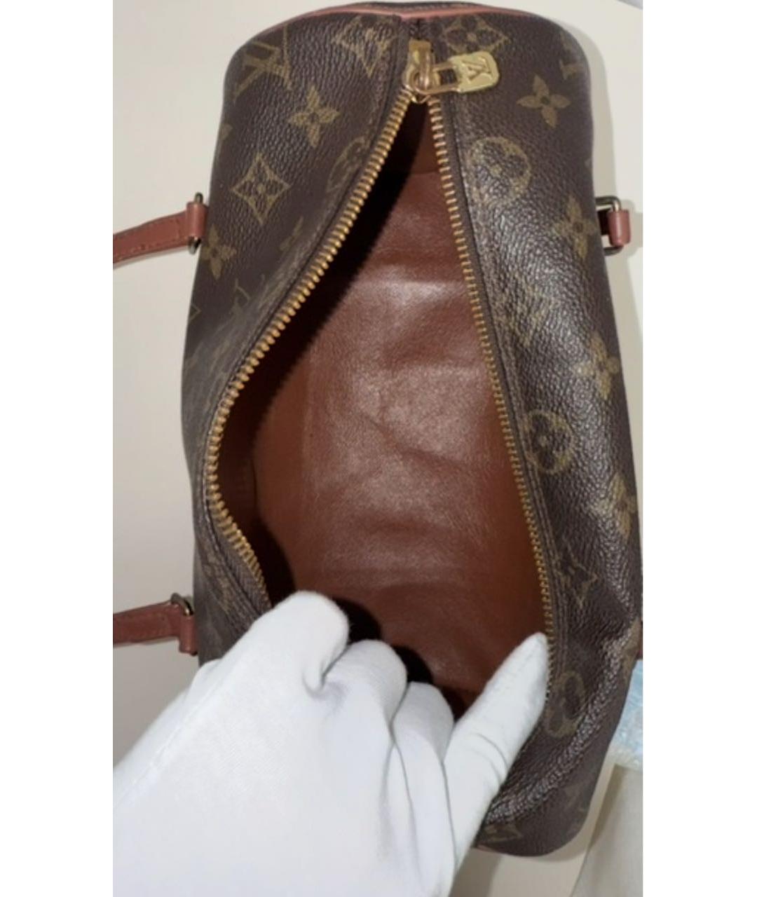 LOUIS VUITTON Коричневая кожаная сумка с короткими ручками, фото 4