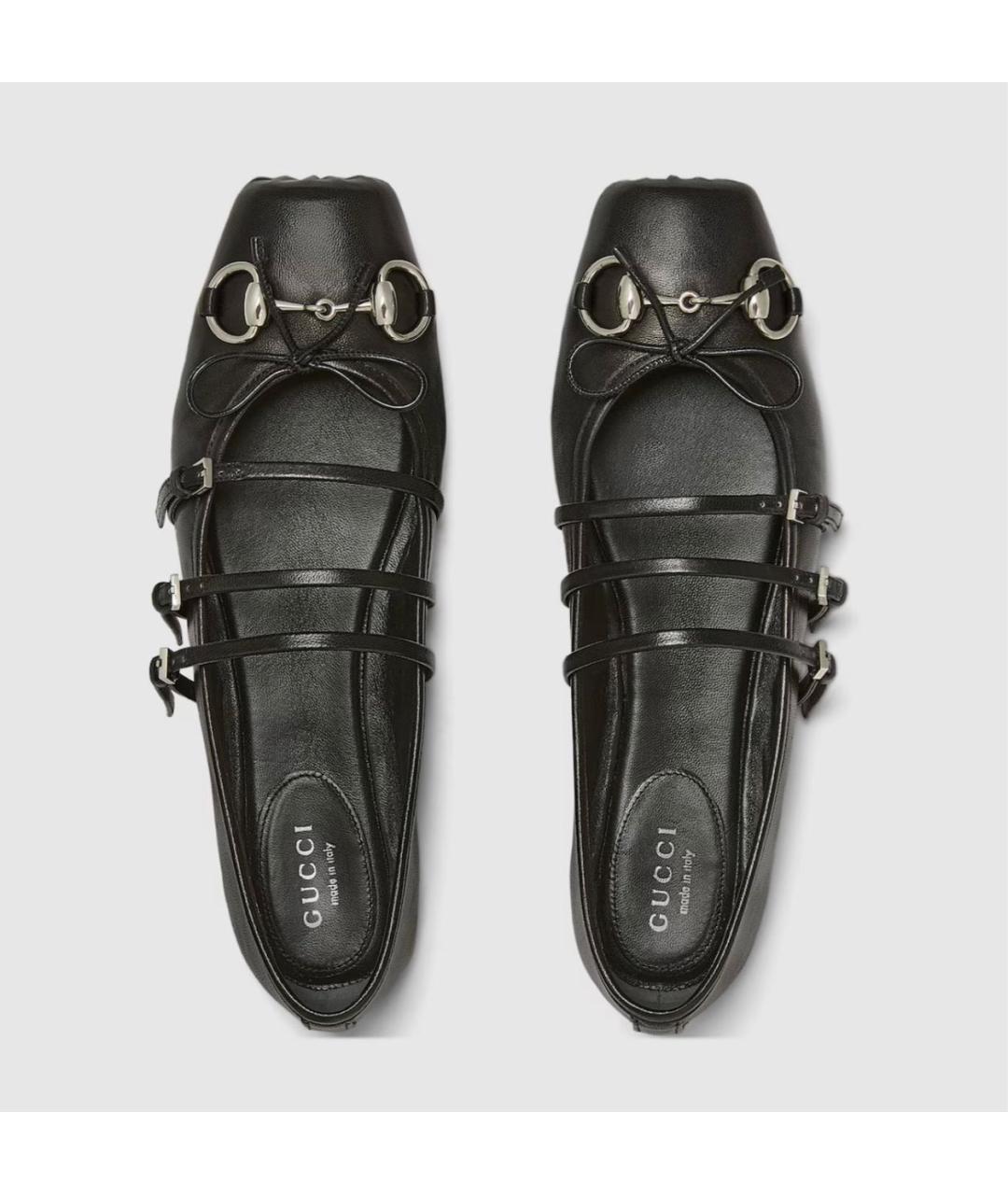 GUCCI Черные кожаные балетки, фото 5