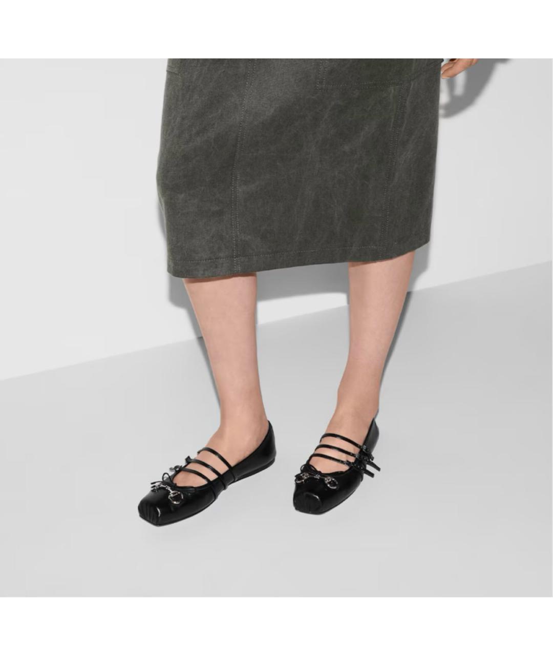 GUCCI Черные кожаные балетки, фото 3