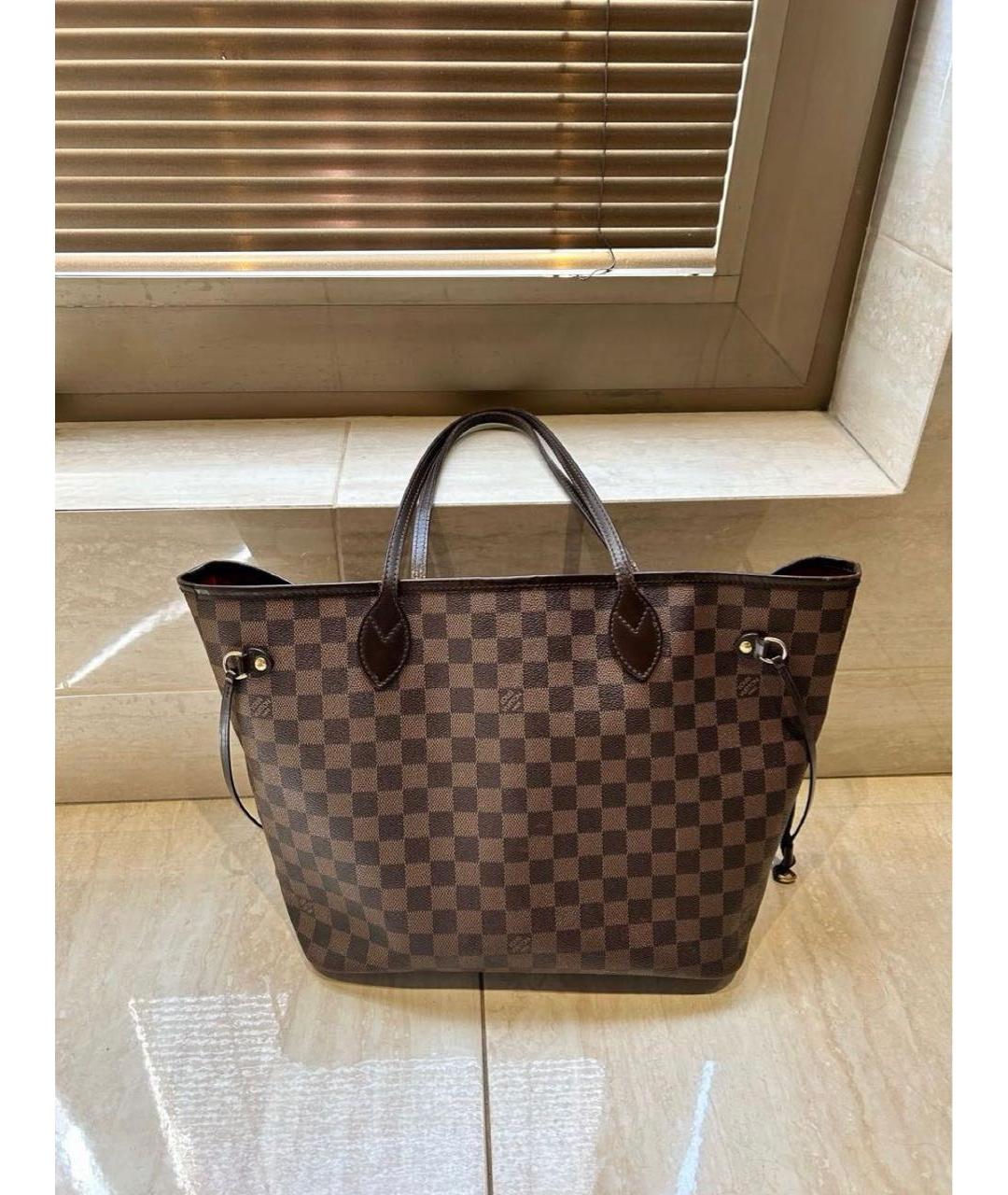 LOUIS VUITTON Коричневая кожаная сумка тоут, фото 8