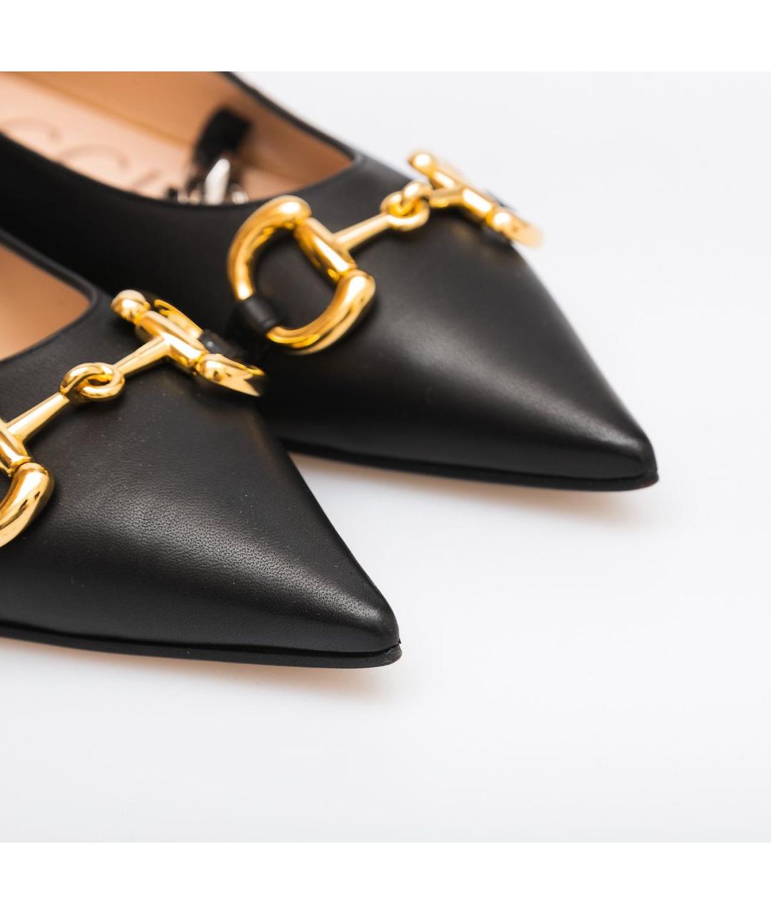 GUCCI Черные кожаные балетки, фото 4