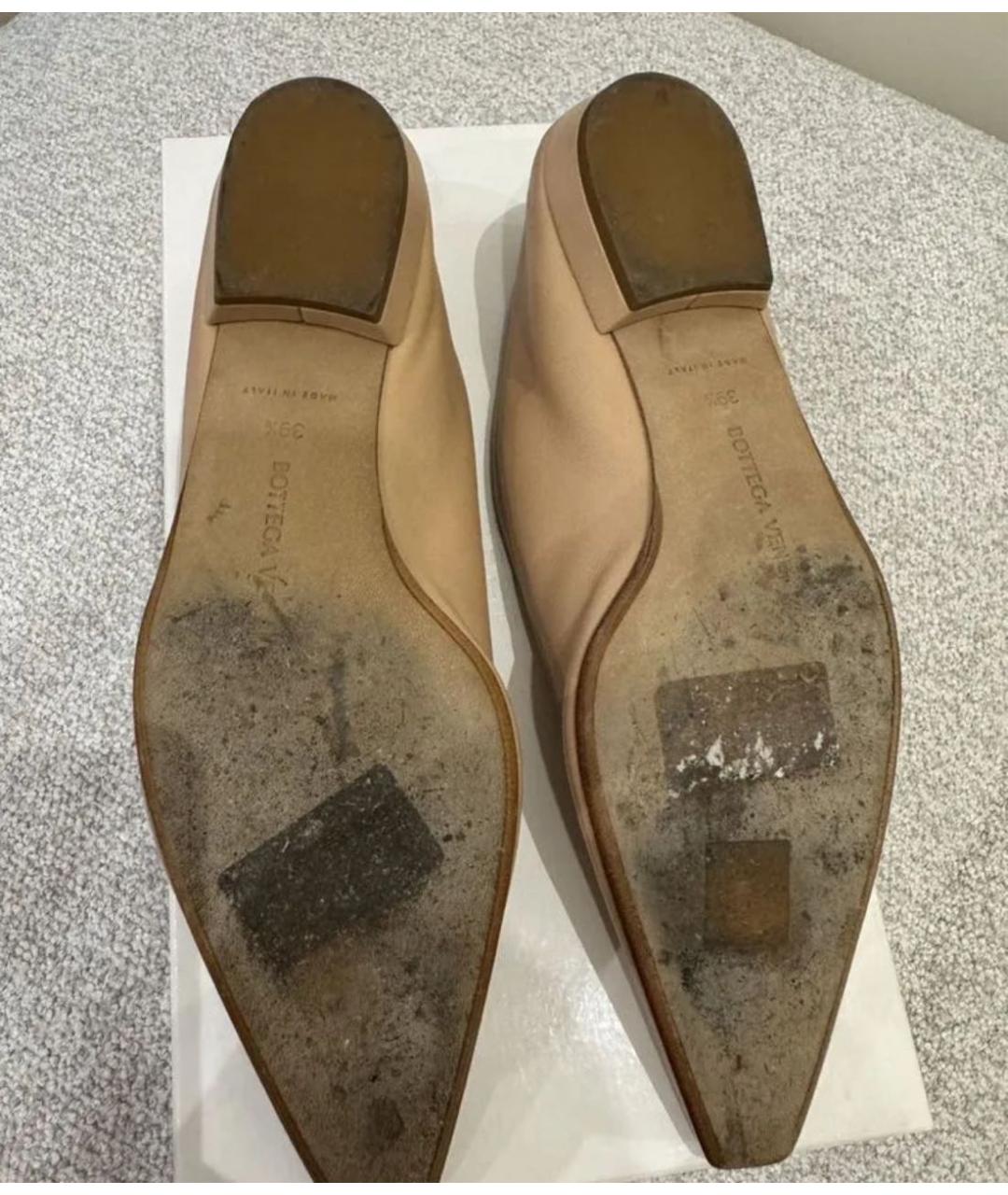 BOTTEGA VENETA Бежевые кожаные балетки, фото 7
