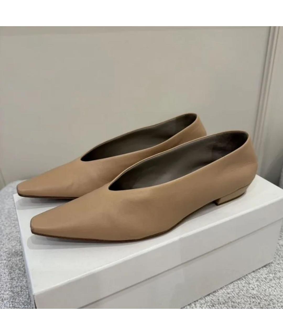 BOTTEGA VENETA Бежевые кожаные балетки, фото 3