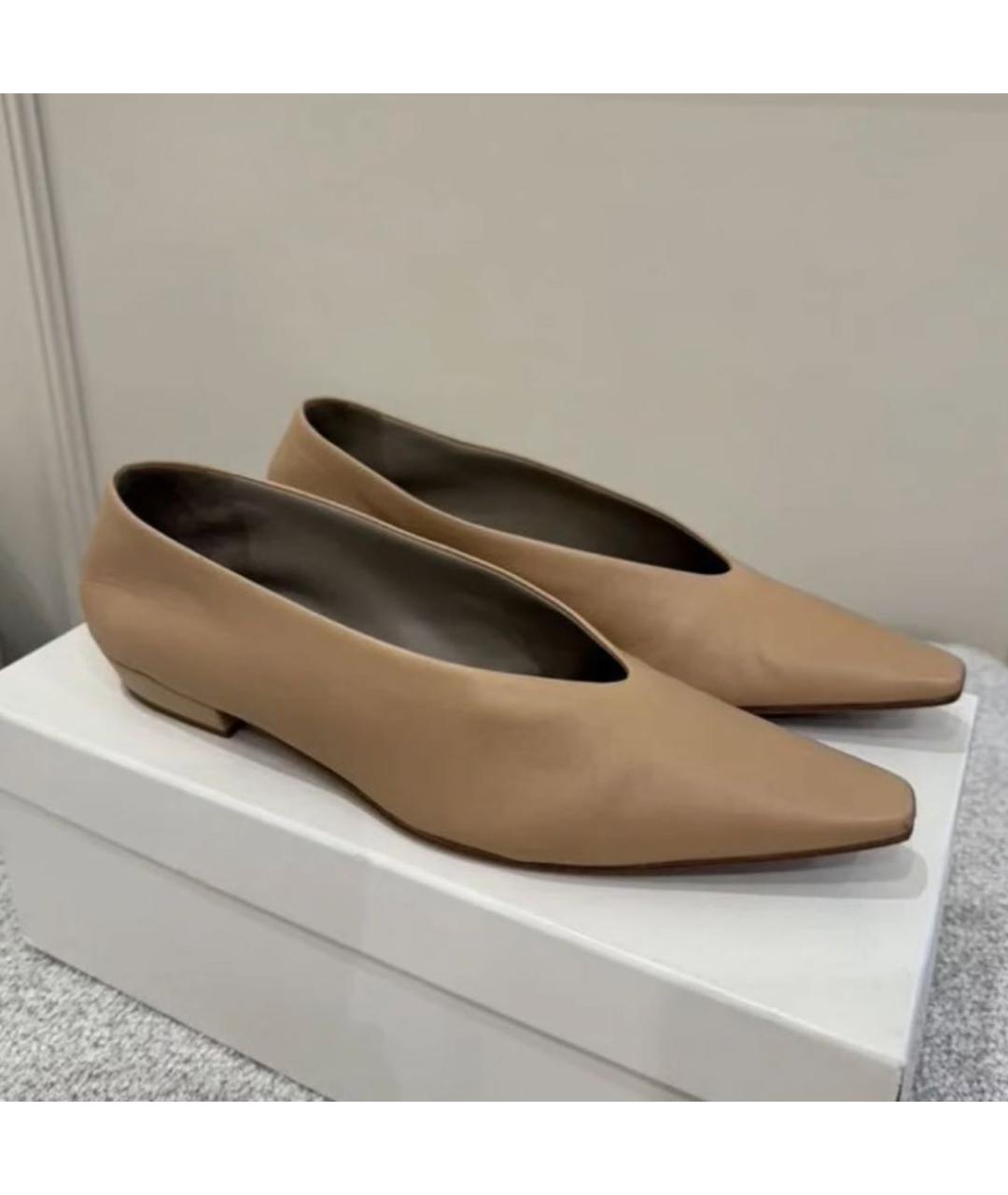 BOTTEGA VENETA Бежевые кожаные балетки, фото 8