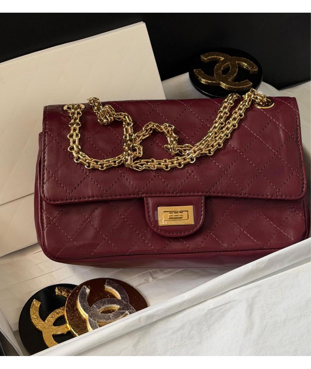 CHANEL Бордовая кожаная сумка через плечо, фото 6