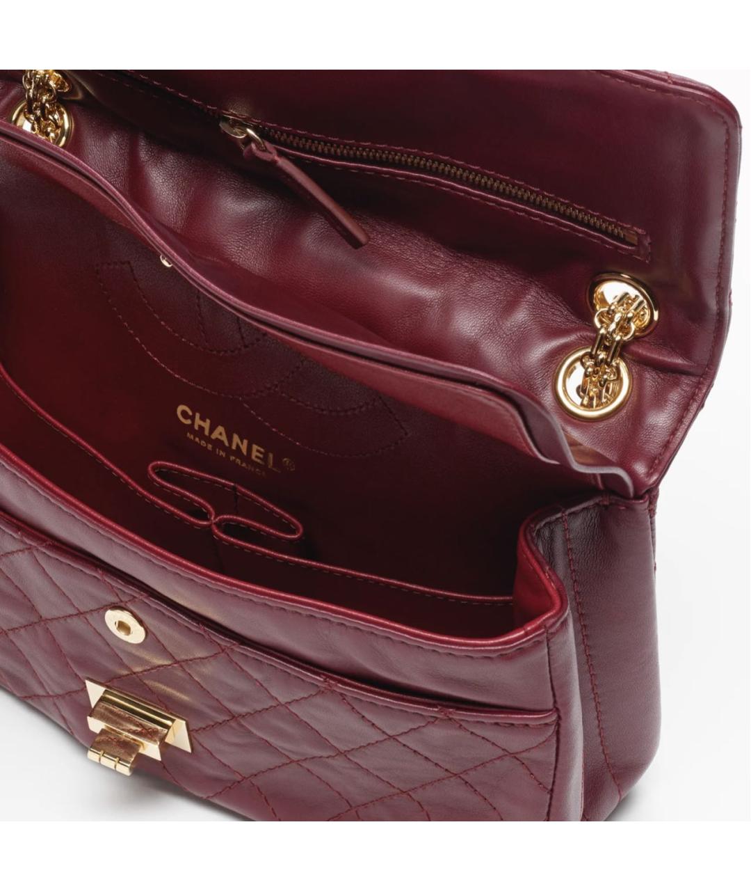 CHANEL Бордовая кожаная сумка через плечо, фото 5