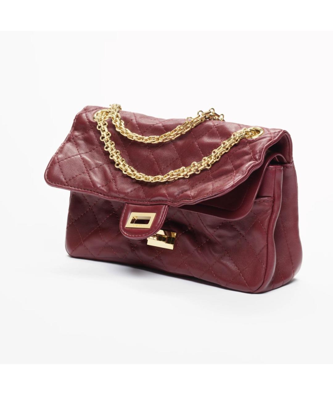 CHANEL Бордовая кожаная сумка через плечо, фото 3